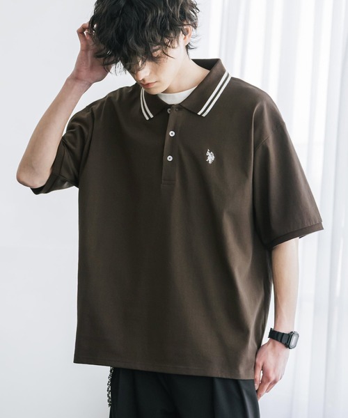 RRL ブラックポロシャツ(^o^)／ ボタンドプラケット ロングスリーブ ポロシャツ（シャツ/ブラウス