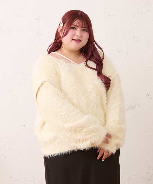 「Louiosy」 ニットカーディガン 4L アイボリー レディース_画像4