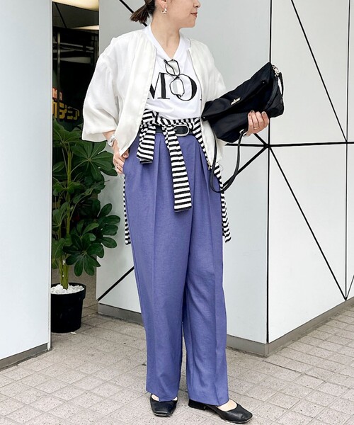 ワイドパンツ パンツ ウォッシャブルラップ風ワイドパンツ レディースの画像
