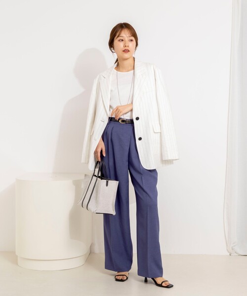 ワイドパンツ パンツ ウォッシャブルラップ風ワイドパンツ レディースの画像