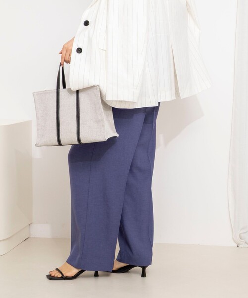 ワイドパンツ パンツ ウォッシャブルラップ風ワイドパンツ レディースの画像
