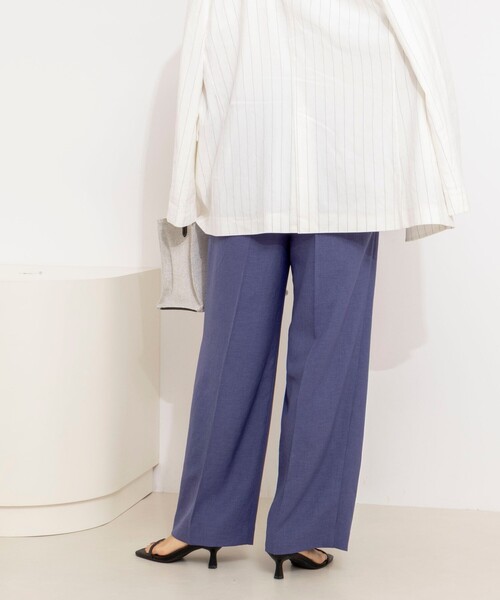 ワイドパンツ パンツ ウォッシャブルラップ風ワイドパンツ レディースの画像