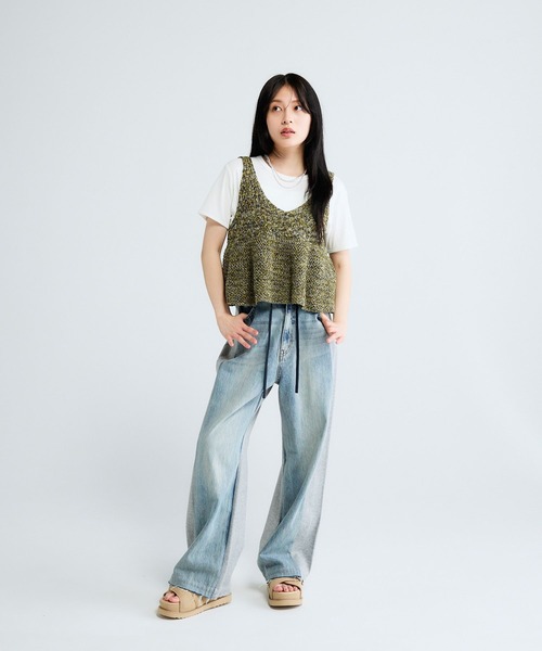 ベスト ジレ 2WAYコットンメランジニットNS/672140 レディースの画像