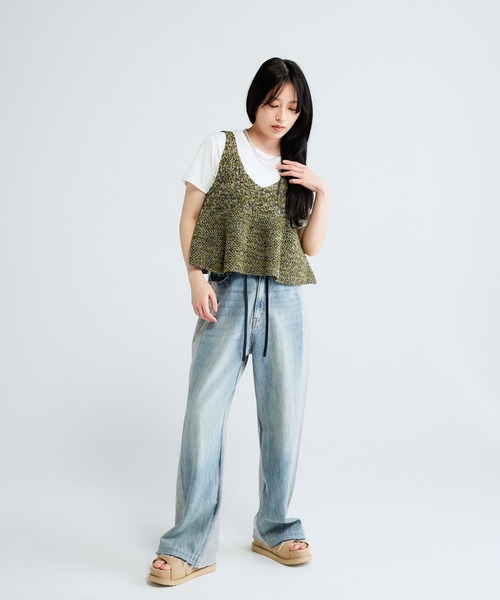 ベスト ジレ 2WAYコットンメランジニットNS/672140 レディースの画像
