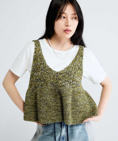 ベスト ジレ 2WAYコットンメランジニットNS/672140 レディースの画像