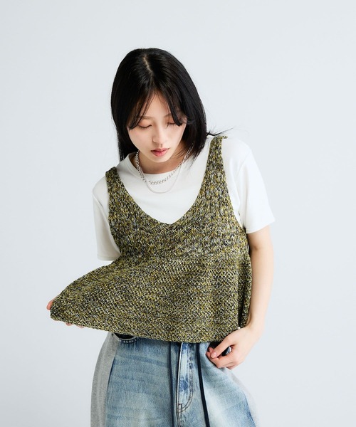 ベスト ジレ 2WAYコットンメランジニットNS/672140 レディースの画像