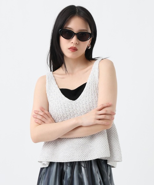 ベスト ジレ 2WAYコットンメランジニットNS/672140 レディースの画像