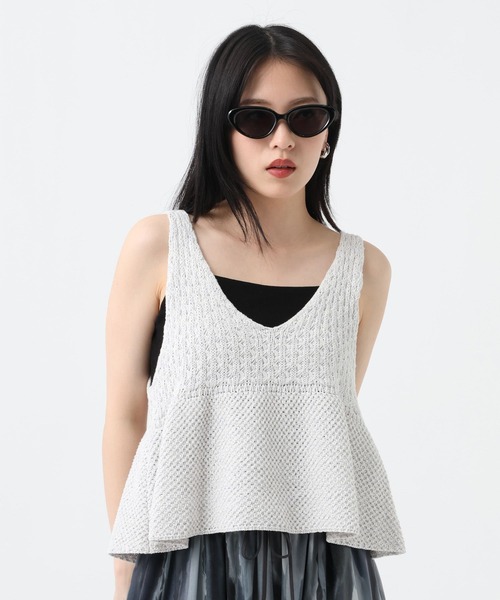 ベスト ジレ 2WAYコットンメランジニットNS/672140 レディースの画像
