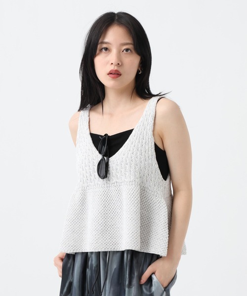 ベスト ジレ 2WAYコットンメランジニットNS/672140 レディースの画像