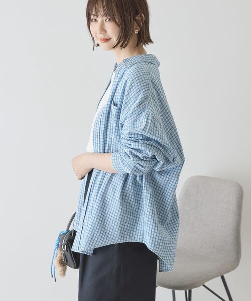「AMERICAN HOLIC」 長袖シャツ M ライトインディゴブルー レディース_画像5