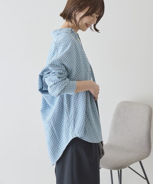 「AMERICAN HOLIC」 長袖シャツ M ライトインディゴブルー レディース_画像6