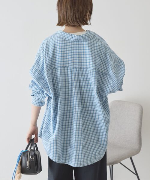 「AMERICAN HOLIC」 長袖シャツ M ライトインディゴブルー レディース_画像7