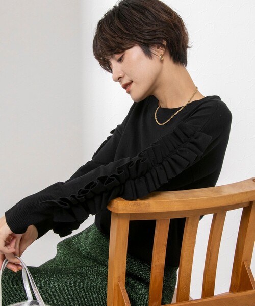 「Rie Miller」 長袖カットソー 38 ブラック レディース_画像4