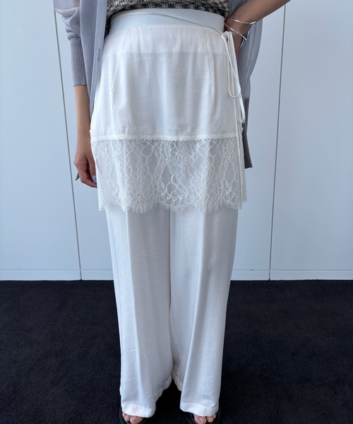 Ameri（アメリ） ワイドパンツ パンツ MEDI DENIMLIKE LACE DOCKING