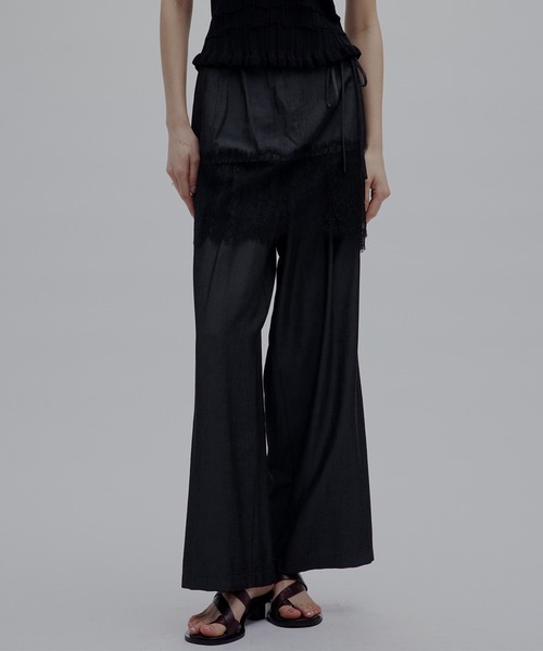 Ameri（アメリ） ワイドパンツ パンツ MEDI DENIMLIKE LACE DOCKING