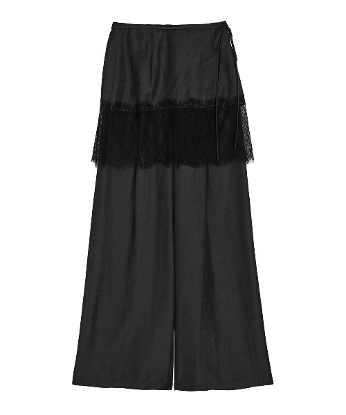 Ameri（アメリ） ワイドパンツ パンツ MEDI DENIMLIKE LACE DOCKING
