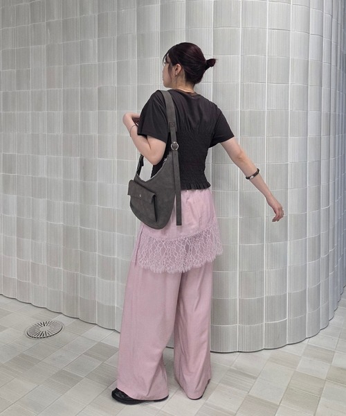Ameri（アメリ） ワイドパンツ パンツ MEDI DENIMLIKE LACE DOCKING