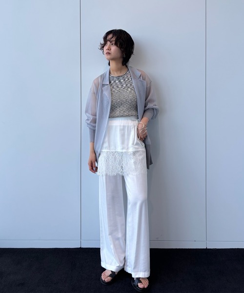 Ameri（アメリ） ワイドパンツ パンツ MEDI DENIMLIKE LACE DOCKING