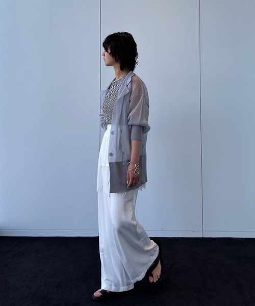 Ameri（アメリ） ワイドパンツ パンツ MEDI DENIMLIKE LACE DOCKING