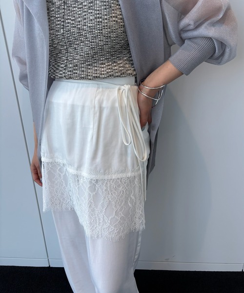 Ameri（アメリ） ワイドパンツ パンツ MEDI DENIMLIKE LACE DOCKING