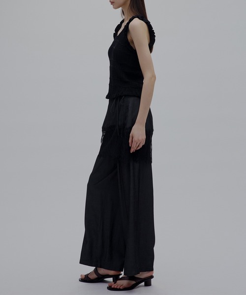 Ameri（アメリ） ワイドパンツ パンツ MEDI DENIMLIKE LACE DOCKING