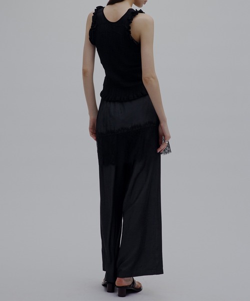 Ameri（アメリ） ワイドパンツ パンツ MEDI DENIMLIKE LACE DOCKING