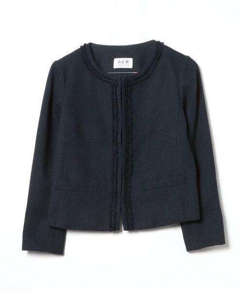新品 adam et rope ノーカラージャケット ネイビー ADAM ET ROPE'（アダムエロペ） ノーカラージャケット 36 ネイビー