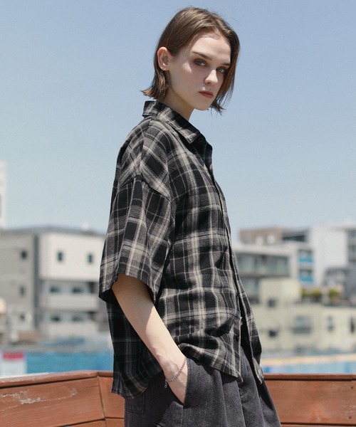 「ROCHEM」 半袖シャツ L ネイビー メンズ_画像3