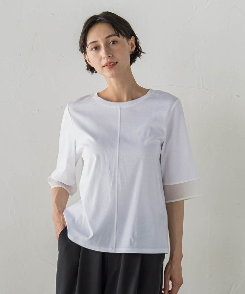 la.f（ラ・エフ） tシャツ シアー切り替えカットソー レディース