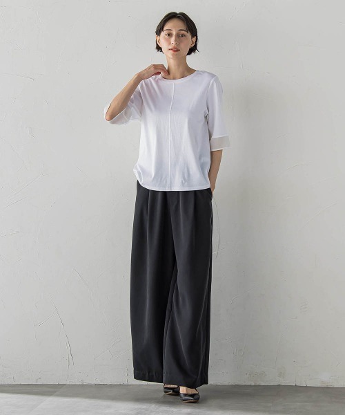 la.f（ラ・エフ） tシャツ シアー切り替えカットソー レディース