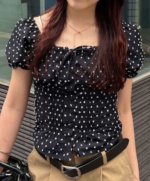MOUSSY（マウジー） ブラウス シャツ POLKA DOT CORSET ブラウス