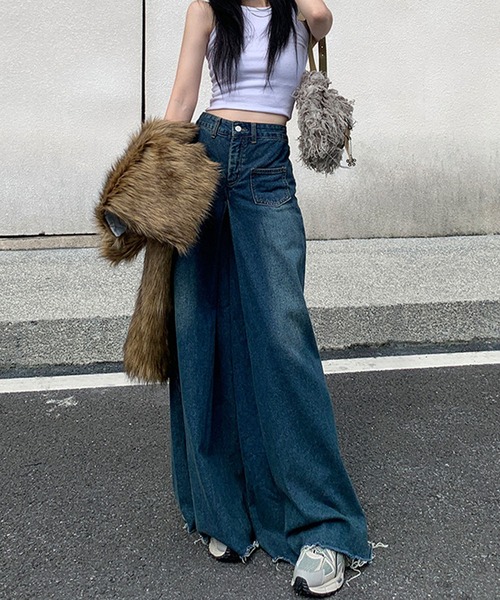 「meJane」 デニムパンツ L ブルー レディース_画像4