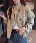 トレンチコート コート ショート丈 ダブルトレ...の詳細画像1