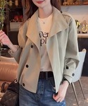 トレンチコート コート ショート丈 ダブルトレ...の詳細画像2