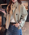 トレンチコート コート ショート丈 ダブルトレ...の詳細画像3