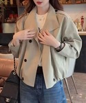 トレンチコート コート ショート丈 ダブルトレ...の詳細画像4