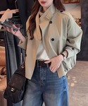 トレンチコート コート ショート丈 ダブルトレ...の詳細画像5