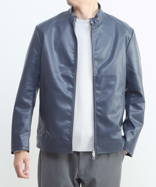 MEN'S MELROSE 革ジャン ライダース フェイクレザーライダースブルゾン