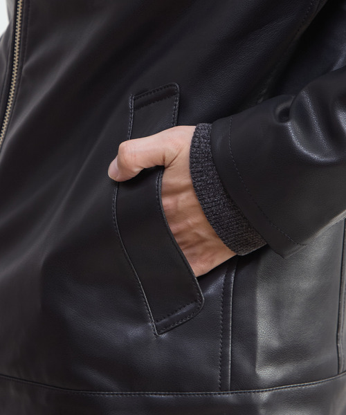 MEN'S MELROSE 革ジャン ライダース フェイクレザーライダースブルゾン