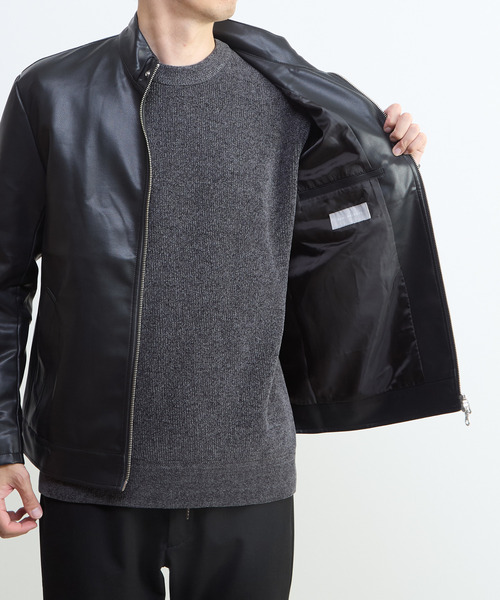 MEN'S MELROSE 革ジャン ライダース フェイクレザーライダースブルゾン