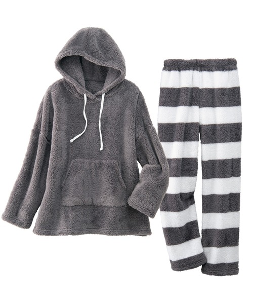 パジャマ ルームウェア 「ふんわりモコモコ温活上下セット」ボア