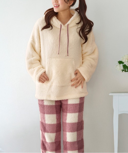 パジャマ ルームウェア 「ふんわりモコモコ温活上下セット」ボア