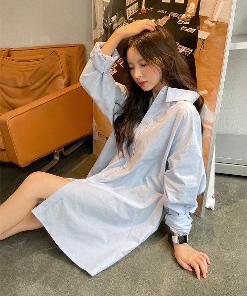 ワンピース シャツワンピース CHUU(チュー)バックスリットロングシャツ 直営の通販サイト シャツワンピース(Back Slit Dress) Shirts ひざ丈ワンピース