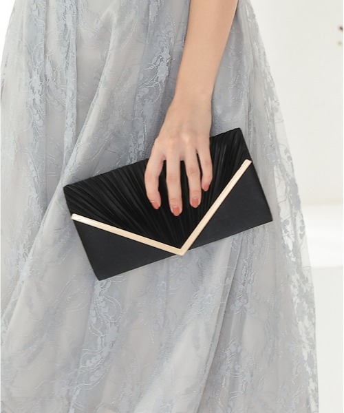 バッグ クラッチバッグ V字プリーツ パーティ 結婚式 クラッチBAG