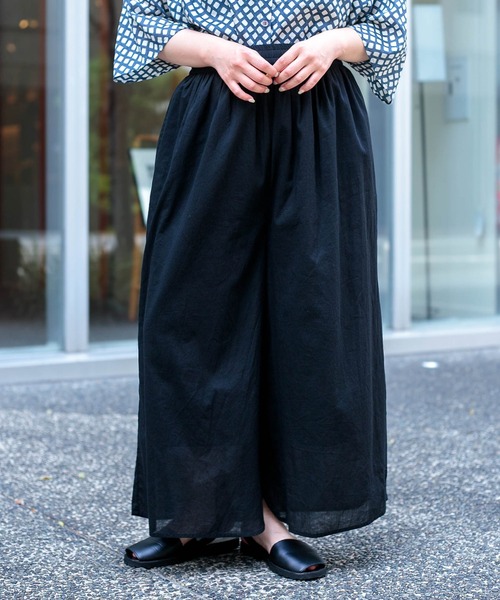 ワイドパンツ パンツ 「Brocante / ブロカント」 インドボイル ピエロパンツ レディース