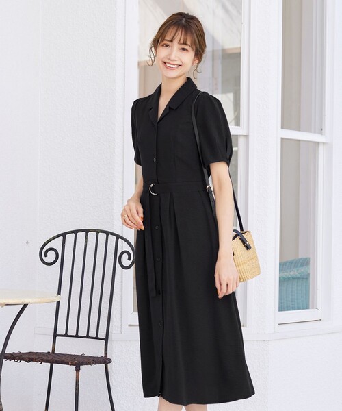 シクラス　シャツワンピース Tiaclasse シャツワンピース ベルト付きスキッパーシャツ