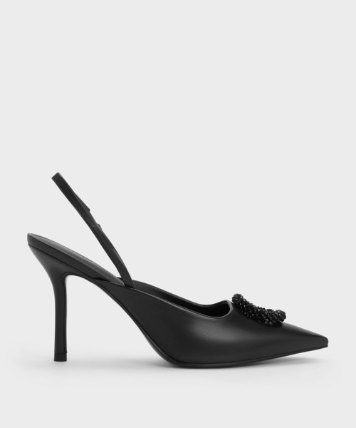 価格は安く ＆ CHARLES KEITH サークルスリングバック ビーズド パンプス 靴