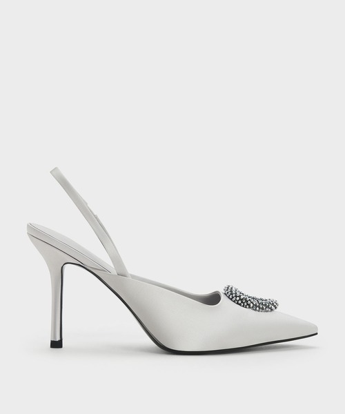 ブランド品専門の CHARLES ＆ KEITH パンプス ビーズド サークルスリングバック 靴