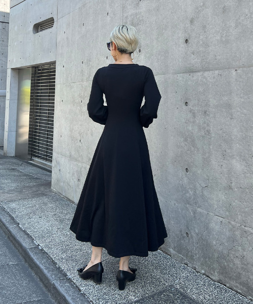 ワンピース ボリュームスリーブフレアニットワンピース : ZOZOTOWN