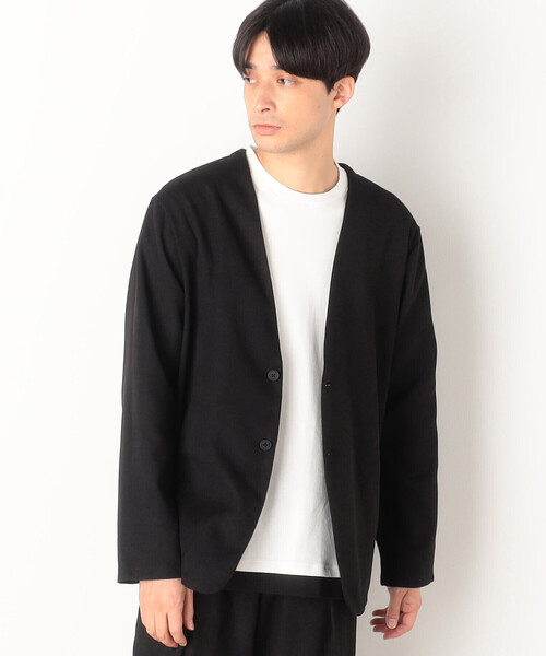 COMME CA ISM ジャケット ノーカラージャケット 起毛 ツイル